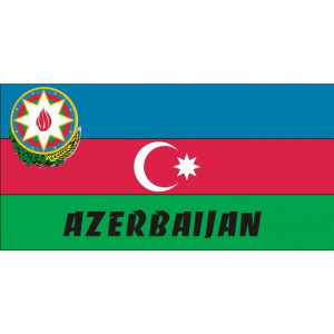 Наклейка на авто Azerbaijan, Азербайджан, флаг, герб