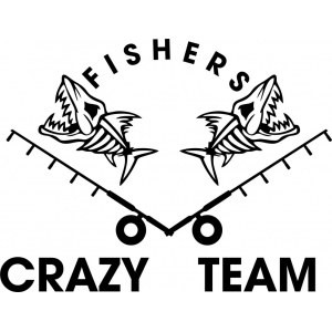 Наклейка на авто Fishers. Crazy team. Рыбалка, рыба, удочка