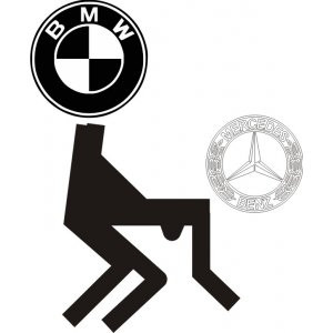 Наклейка на авто BMW делает Мерседес