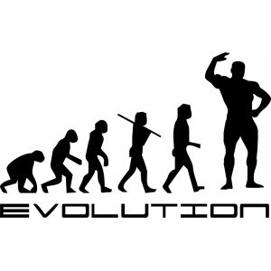 Наклейка на авто Эволюция человека Бодибилдер. Штангист. Версия 2