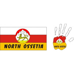 Наклейка на авто North Ossetia, Северная Осетия, флаг, герб