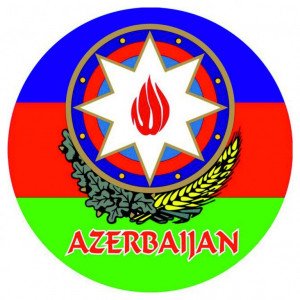 Наклейка на авто Azerbaijan, Азербайджан, флаг, герб в круге