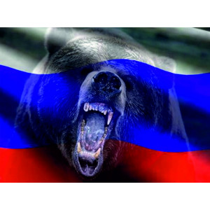 Наклейка на авто Русский медведь версия 3. Флаг России