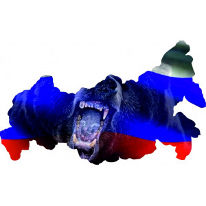 Наклейка на авто Русский медведь версия 4 на akuft России в виде карты страны