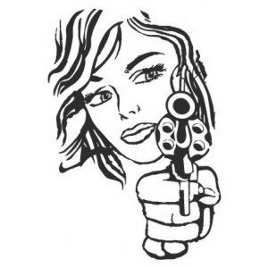 Наклейка на авто Girl with Gun - девушка с пистолетом