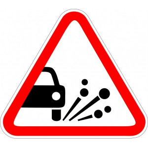 Наклейка на авто Дорожный знак выброс гравия