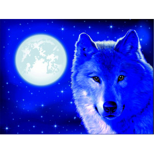 Наклейка на авто Волк и звездное небо версия 1 полноцветная