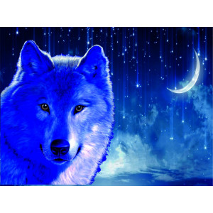 Наклейка на авто Волк и звездное небо версия 3 полноцветная