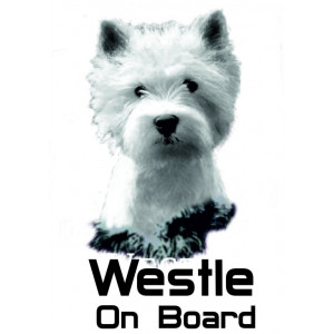 Наклейка на авто Westie on board версия 2 Собака в машине