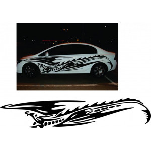 Наклейка на авто Крылатый дракон на борт авто версия 7