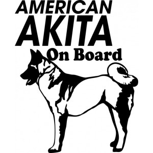 Наклейка на авто Собака в машине. Американская Акита. American Akita. Версия 2