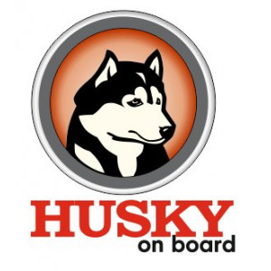 Наклейка на авто Хаски в машине версия 3. Husky. Полноцветная