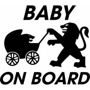 Наклейка на авто Baby on Board. Peugeot. Ребенок в машине версия 34