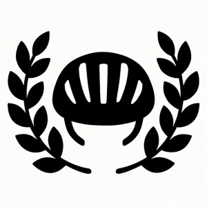 Наклейка Шлем чемпиона с лаврами на автомобиль. Велоспорт